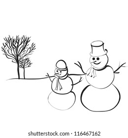 snow man sketch vector