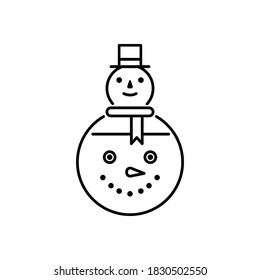 Snow man thin line icon. Vector illustration. Isolate on white background, eps 10, editable stroke
