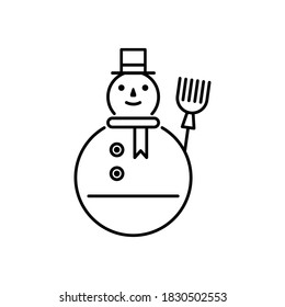 Snow man thin line icon. Vector illustration. Isolate on white background, eps 10, editable stroke