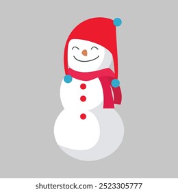 Ilustração plana do vetor do homem de neve