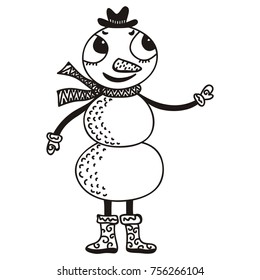Snow man. Vector illustration.