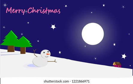 The snow man watching at the moon.