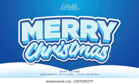 Snow merry christmas 3d editable text effect	