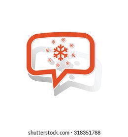 Snow message sticker, orange chat bubble with image inside, on white background