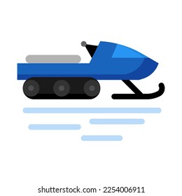 Snow mobile icon in flat style vector, snow motor icon 