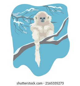 Snow monkey clip art vector illustration isolated.