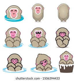 Snow Monkeys or Japanese Macaque character designs for logo, brand, merchandise