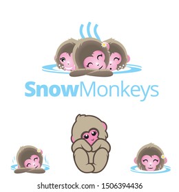 Snow Monkeys or Japanese Macaque character designs for logo, brand, merchandise