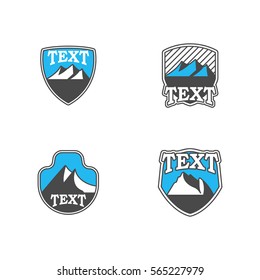 Snow Mountain Badge Icon Logo Vector Set Element