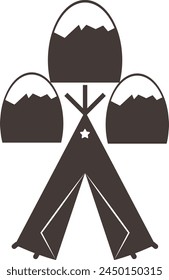 Snow Mountain and Camping Tent Illustration Graphic Element Art Card
