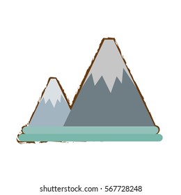 snow mountain climbing travel adventure color sketch vector illustration eps 10