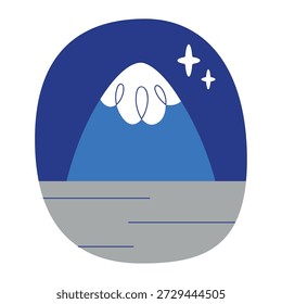 Ilustração da paisagem plana da montanha da neve