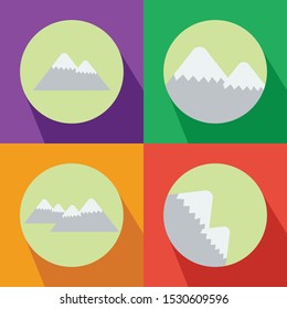 Snow Mountain Four Color Flat Icon Logo Vector Illustration with Different Style 