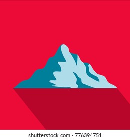 Snow mountain icon. Flat illustration of snow mountain vector icon for web