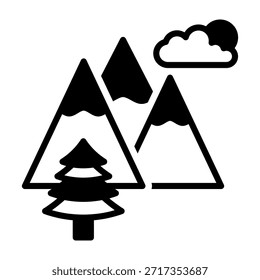 Ilustração de vetor misto do ícone da montanha de neve