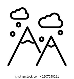 Snow Mountain Icon. Outline Design. Snow Mountain In Winter Season. Snowy Mountains. For Presentation, Graphic Design, Mobile Application. Vector Illustration.