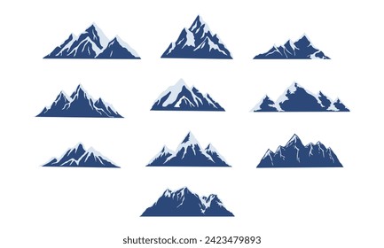 Conjunto de elementos de iluminación de montaña de nieve