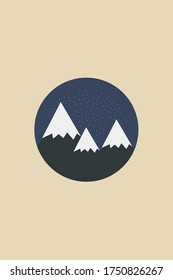 Snow Mountain Illustration Vector Poster 