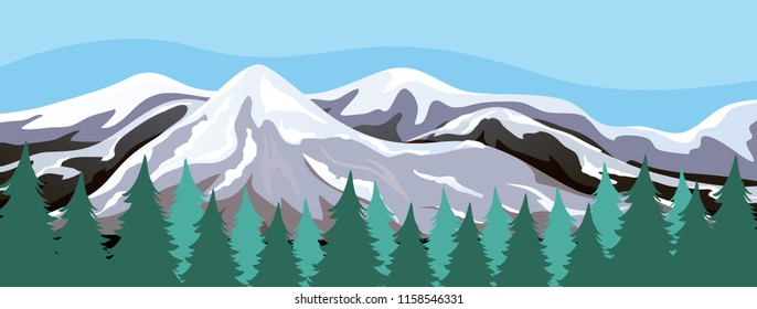 A snow mountain landscape illustration