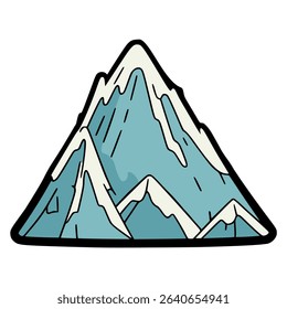 snow mountain landscape nature outdoor flat color vector illustration template design