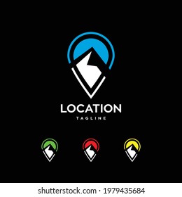 Snow mountain location logo vector illustration iconic symbol