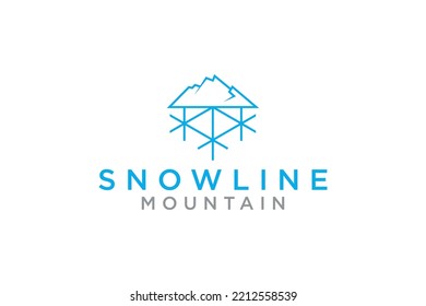 Snow mountain logo design snowflake icon symbol iceberg illustration