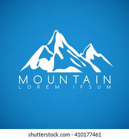 Snow Mountain Logo On Blue Background : Vector Illustration