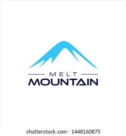 snow mountain logo simple flat blue vector. modern landscape and nature design idea