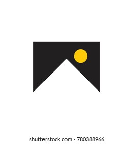 snow mountain and moon logo vector 