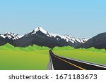 Snow mountain, Mount Cook, Southern Alps, New Zealand. Vector background, Illustration.