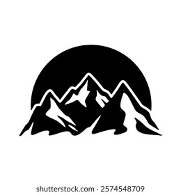 Snow Mountain Peak Hiking Silhouette Logo Design