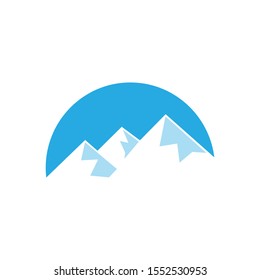 snow mountain peaks and blue sky, vector