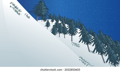 Snow Mountain With Pine Tree