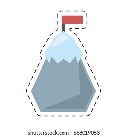 snow mountain red flag geometric shape cut line vector illustration eps 10