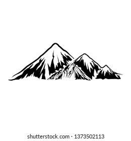 Snow Mountain vector illustration, landscape mature silhouette element for logo.