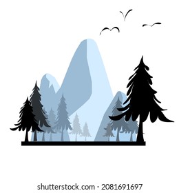 Montañas de nieve con paisaje, montaña abstracta.