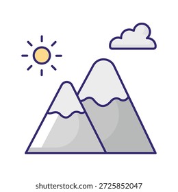 Icono del Vector de las montañas de nieve que puede modificar o editar fácilmente

