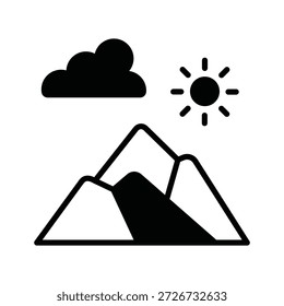 Icono del Vector de las montañas de nieve que puede modificar o editar fácilmente

