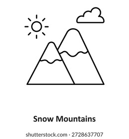 Icono del Vector de las montañas de nieve que puede modificar o editar fácilmente


