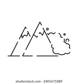 Snow natural avalanche or snow slide disaster icon. Web element, design winter line icon on white background