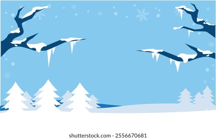 Snow and nature winter illustration background material