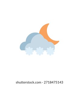 Icono de Vector de nieve en la noche. Estilo plano del icono del Clima. Uso perfecto para el logotipo, la presentación, el Sitio web, y más. estilo moderno del color del diseño del icono