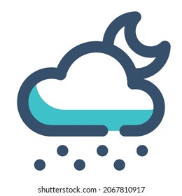 snow night for weather icon lineal