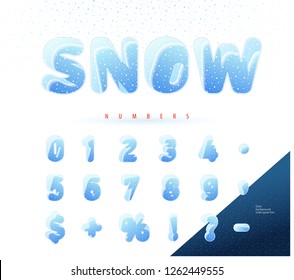 Snow numbers with shift the axis into the background. Transmits well the winter season. Vector illustration