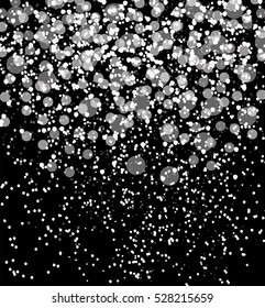 Snow on black background: Abstract Christmas and New Year. Vector Illustration. EPS10