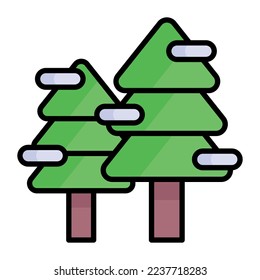 Snow on christmas trees vector icon in trendy style