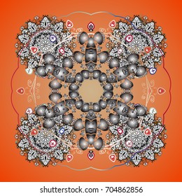 Snow on colored background. Snowflake simple. Symbol of winter, Merry Christmas holiday, Happy New Year celebration Vector illustration. Abstract wallpaper, wrapping decoration.