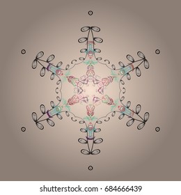 Snow on colored background. Symbol of winter, Merry Christmas holiday, Happy New Year celebration Vector illustration. Abstract wallpaper, wrapping decoration. Snowflake simple.