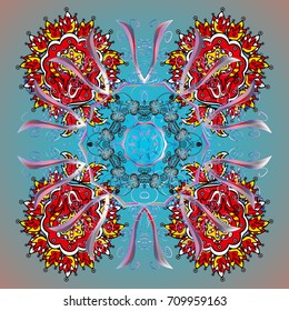 Snow on colored background. Symbol of winter, Merry Christmas holiday, Happy New Year celebration Vector illustration. Snowflake simple. Abstract wallpaper, wrapping decoration.