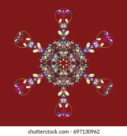 Snow on colorful background. Abstract wallpaper, wrapping decoration. Snowflake simple. Symbol of winter, Merry Christmas holiday, Happy New Year celebration Vector illustration.
